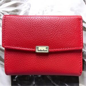 Timberland Vibrant Red Leather Wallet - New! Zip and Snap closures